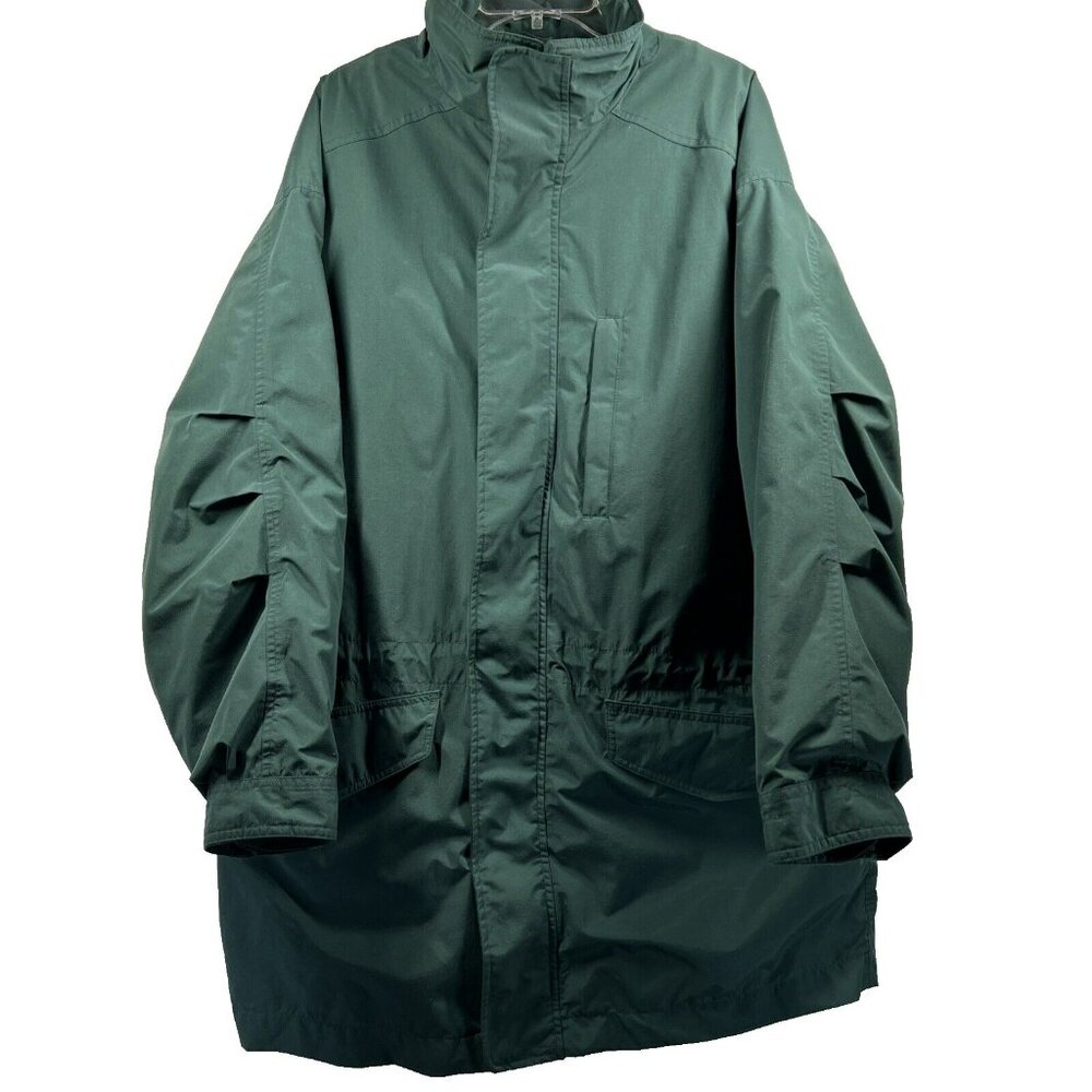 Vintage Eddie‎ Bauer Men' Down Lined Parka Jacket Size L Solid Green Zip Pockets